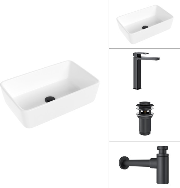 Умывальник со смесителем Lauter 21674A + Cascade 21СК0655BS + сифон 21635B + дон.клапан 21190B - фото