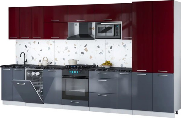Кухонный гарнитур Интерлиния Мила Gloss 3.8-ПМ4 - фото