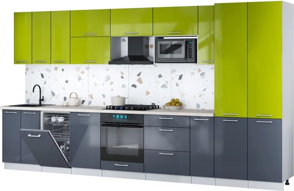 Кухонный гарнитур Интерлиния Мила Gloss 3.8-ПМ4 - фото