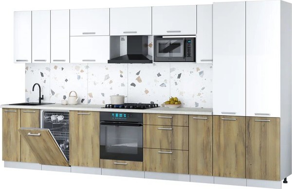 Кухонный гарнитур Интерлиния Мила Gloss 3.8-ПМ4 - фото