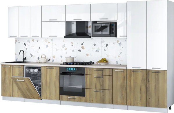 Кухонный гарнитур Интерлиния Мила Gloss 3.8-ПМ4 - фото
