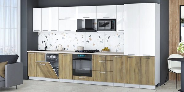 Кухонный гарнитур Интерлиния Мила Gloss 3.8-ПМ4