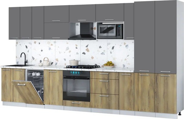Кухонный гарнитур Интерлиния Мила Gloss 3.8-ПМ4 - фото