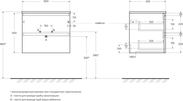 Тумба под умывальник BelBagno Kraft-600-2C-SO-AO