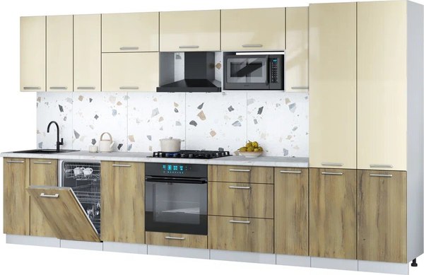 Кухонный гарнитур Интерлиния Мила Gloss 3.8-ПМ4 - фото