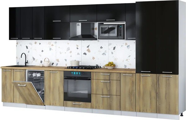 Кухонный гарнитур Интерлиния Мила Gloss 3.8-ПМ4 - фото