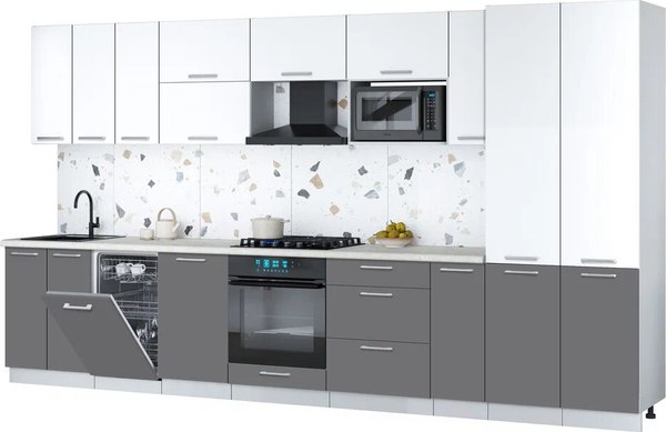 Кухонный гарнитур Интерлиния Мила Gloss 3.8-ПМ4 - фото