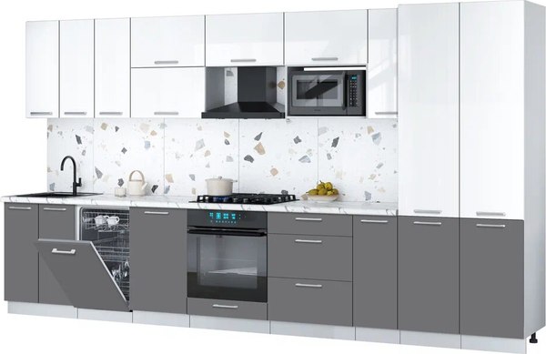 Кухонный гарнитур Интерлиния Мила Gloss 3.8-ПМ4 - фото