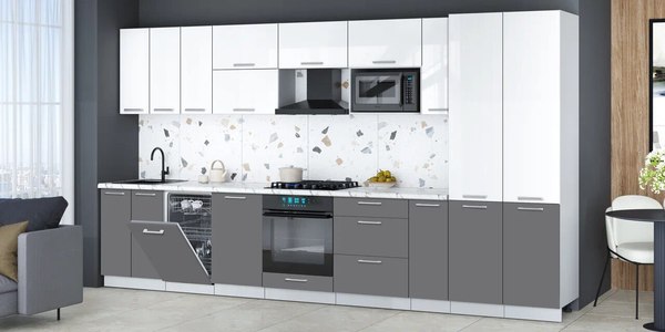 Кухонный гарнитур Интерлиния Мила Gloss 3.8-ПМ4