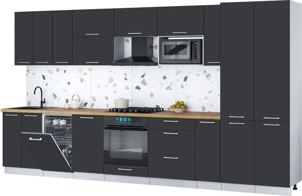 Кухонный гарнитур Интерлиния Мила Gloss 3.8-ПМ4 - фото