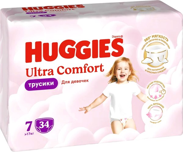 Подгузники-трусики детские Huggies Ultra Comfort Mega 7 Girl - фото