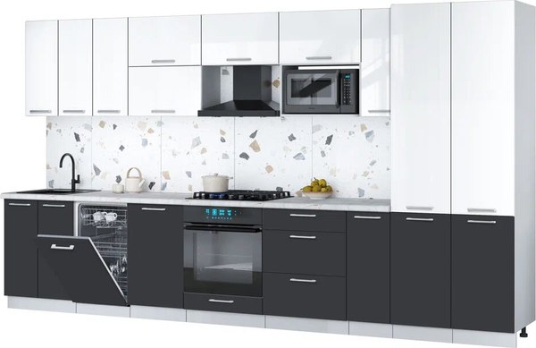 Кухонный гарнитур Интерлиния Мила Gloss 3.8-ПМ4 - фото