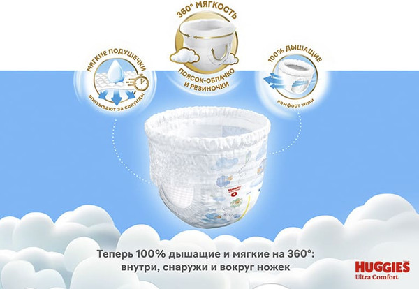 Подгузники-трусики детские Huggies Ultra Comfort Box 5 Boy
