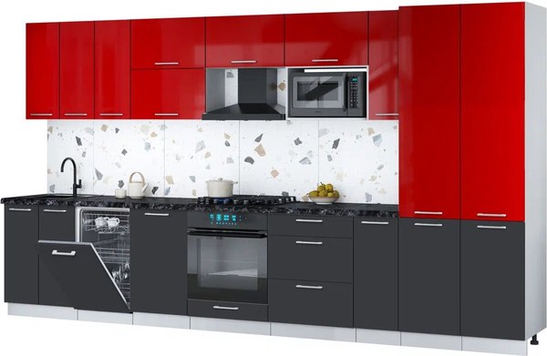 Кухонный гарнитур Интерлиния Мила Gloss 3.8-ПМ4 - фото