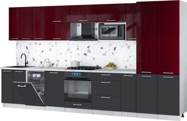 Кухонный гарнитур Интерлиния Мила Gloss 3.8-ПМ4 - фото