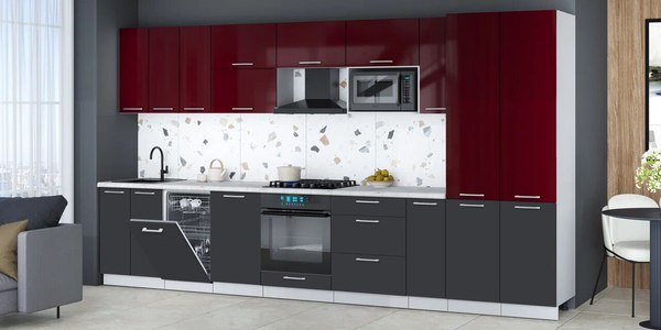 Кухонный гарнитур Интерлиния Мила Gloss 3.8-ПМ4