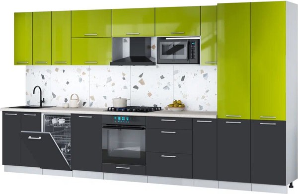 Кухонный гарнитур Интерлиния Мила Gloss 3.8-ПМ4 - фото