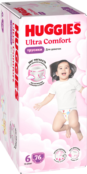 Подгузники-трусики детские Huggies Ultra Comfort Box 6 Girl - фото