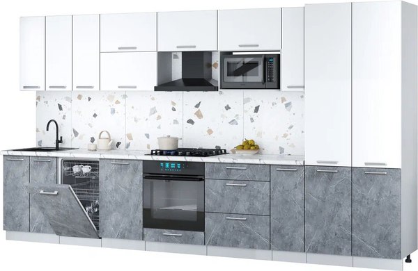 Кухонный гарнитур Интерлиния Мила Gloss 3.8-ПМ4 - фото