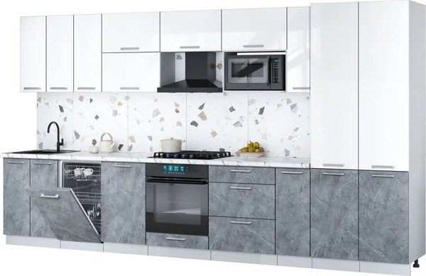Кухонный гарнитур Интерлиния Мила Gloss 3.8-ПМ4 - фото