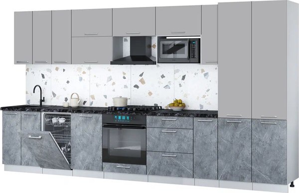 Кухонный гарнитур Интерлиния Мила Gloss 3.8-ПМ4 - фото