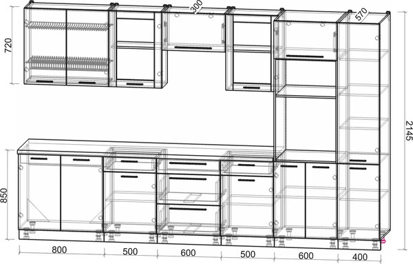 Кухонный гарнитур Интерлиния Мила Пластик 3.4