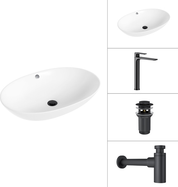 Умывальник со смесителем Lauter 21709 + Reef 21CK8678BS + сифон 21635B + дон.клапан 21190B - фото