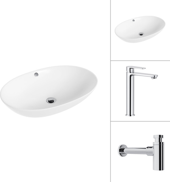 Умывальник со смесителем Lauter 21709 + Moon 21СK81691C с сифоном 21635CH - фото