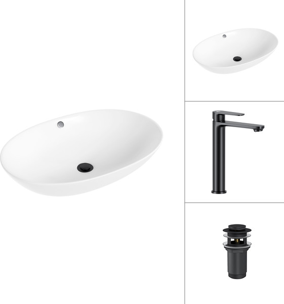 Умывальник со смесителем Lauter 21709 + Moon 21СК8691BS с донным клапаном 21190B - фото