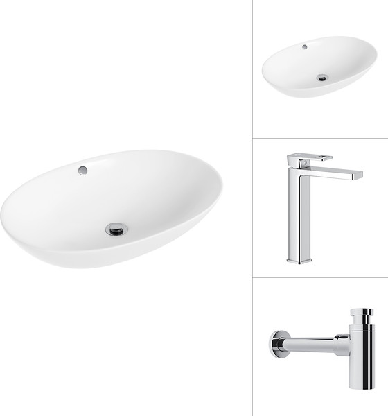 Умывальник со смесителем Lauter 21709 + Cascade 21СК0655C с сифоном 21635CH - фото