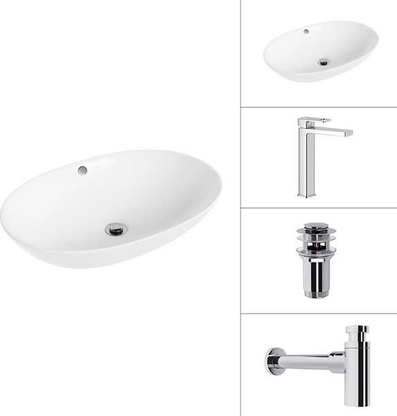 Умывальник со смесителем Lauter 21709 + Cascade 21СК0655C + сифон 21635CH + дон.клапан 21190CH - фото