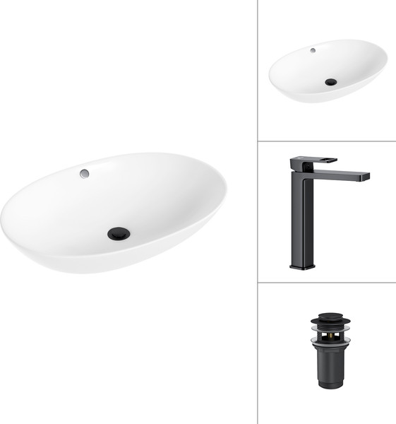 Умывальник со смесителем Lauter 21709 + Cascade 21СК0655BS с донным клапаном 21190B - фото