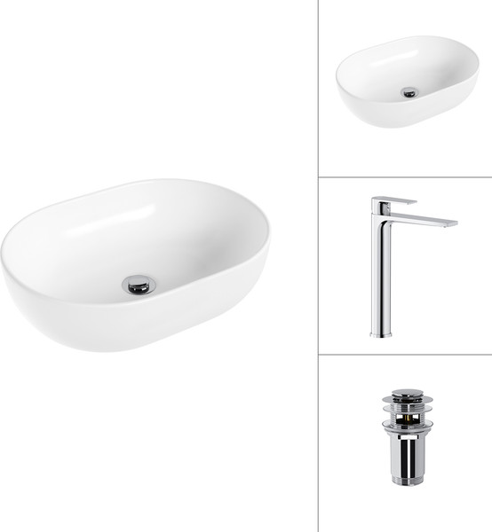 Умывальник со смесителем Lauter 21836A + Reef 21CK8678C с донным клапаном 21190CH - фото