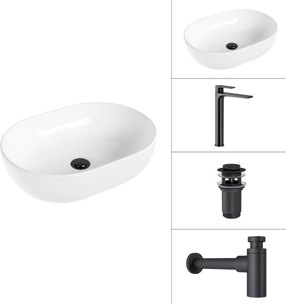 Умывальник со смесителем Lauter 21836A + Reef 21CK8678BS + сифон 21635B + дон.клапан 21190B - фото