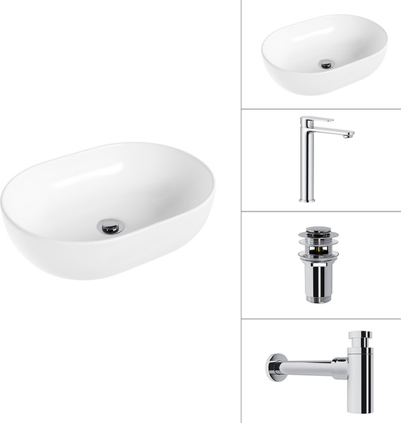 Умывальник со смесителем Lauter 21836A + Moon 21СK81691C + сифон 21635CH + дон.клапан 21190CH - фото