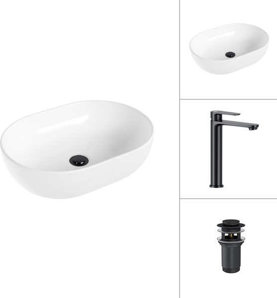 Умывальник со смесителем Lauter 21836A + Moon 21СК8691BS с донным клапаном 21190B - фото