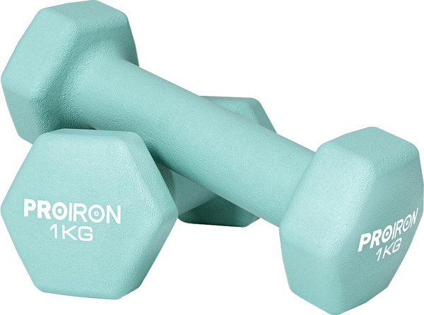 Набор гантелей Proiron Неопреновые гексагональные по 1кг / Г2010НГ - фото