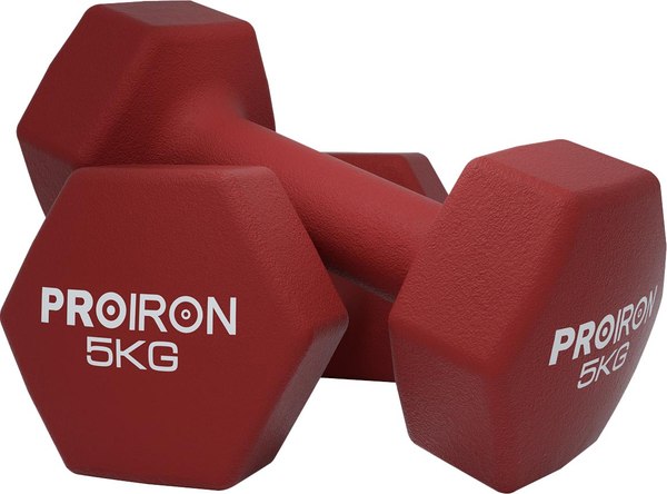 Набор гантелей Proiron Неопреновые гексагональные по 5кг / Г2050НГ - фото