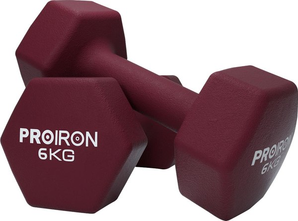 Набор гантелей Proiron Неопреновые гексагональные по 6кг / Г2060НГ - фото