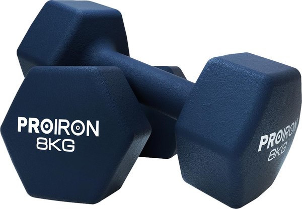 Набор гантелей Proiron Неопреновые гексагональные по 8кг / Г2080НГ - фото