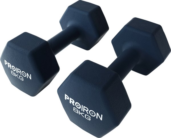 Набор гантелей Proiron Неопреновые гексагональные по 8кг / Г2080НГ