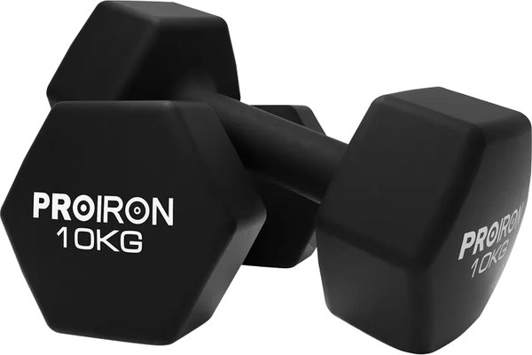 Набор гантелей Proiron Неопреновые гексагональные по 10кг / Г2100НГ - фото