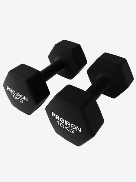 Набор гантелей Proiron Неопреновые гексагональные по 10кг / Г2100НГ