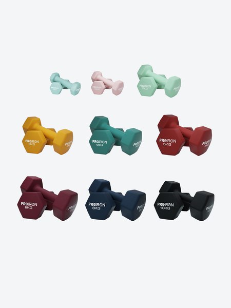 Набор гантелей Proiron Неопреновые гексагональные по 10кг / Г2100НГ