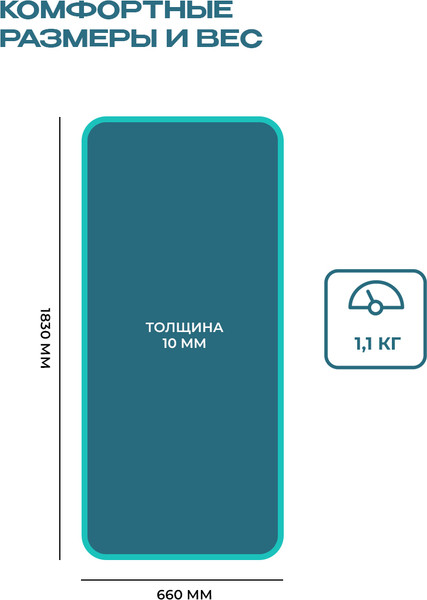 Коврик для йоги и фитнеса Proiron 1830x660x10 / К18610НТЗ