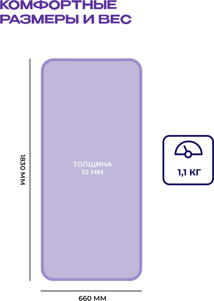 Коврик для йоги и фитнеса Proiron 1830x660x10 / К18610НСИ