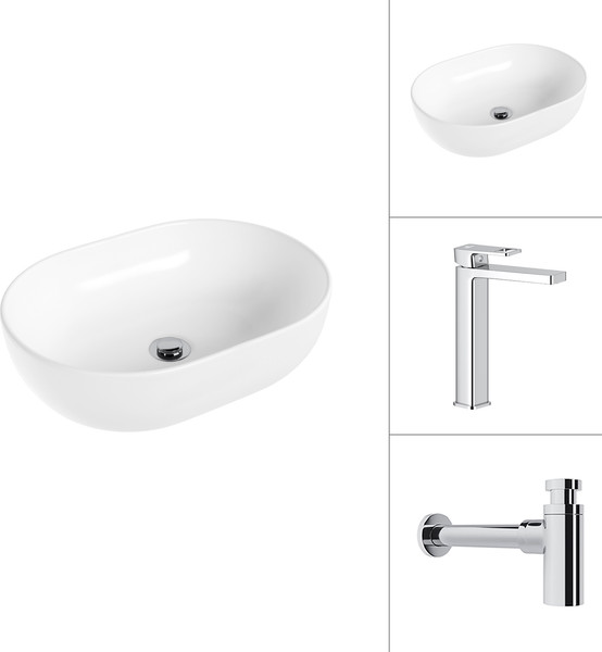 Умывальник со смесителем Lauter 21836A + Cascade 21СК0655C с сифоном 21635CH - фото