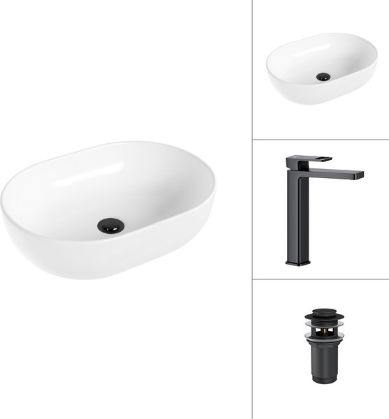 Умывальник со смесителем Lauter 21836A + Cascade 21СК0655BS с донным клапаном 21190B - фото