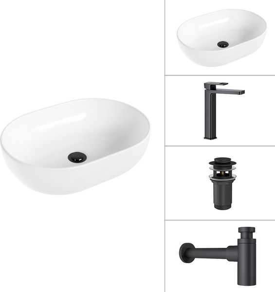 Умывальник со смесителем Lauter 21836A + Cascade 21СК0655BS + сифон 21635B + дон.клапан 21190B - фото