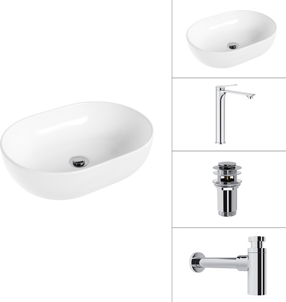 Умывальник со смесителем Lauter 21836A + Rio 21AM12672 + сифон 21635CH + дон.клапан 21190CH - фото